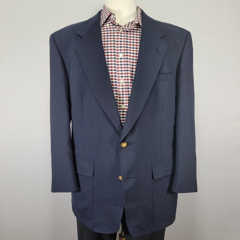Jack Nicklaus Men's Sportβ Coat Blazer Two Button Navy Blue Polyester Blend 42R